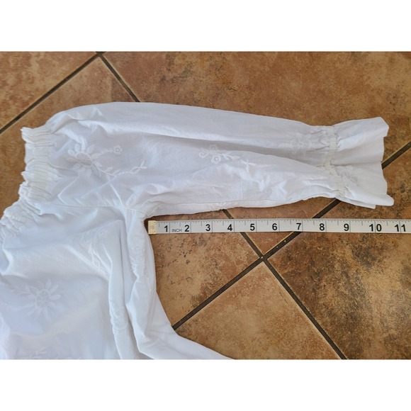 Ambercrombie Dress Womens Sz Sm White Off Shoulder Floral Embroidery Peasant - Picture 8 of 8